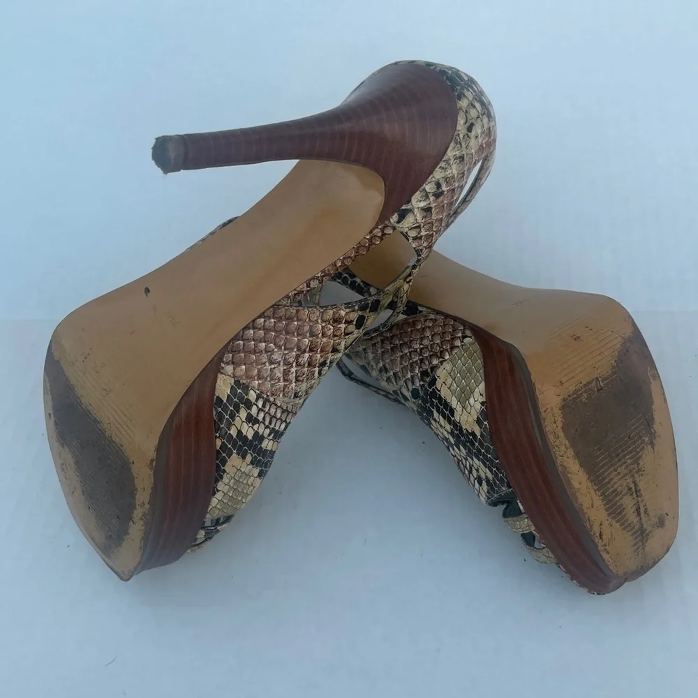 GUESS Faux Snake Skin Open Toe High Heels size 7.5